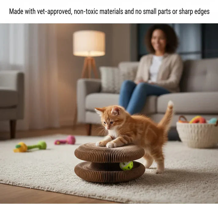 Cat scratcher and interactive toy combo, a durable solution for feline enrichment and play