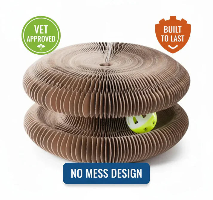 Pet supplies: multi-functional interactive cat toy with textured scratching pad and moving ball
