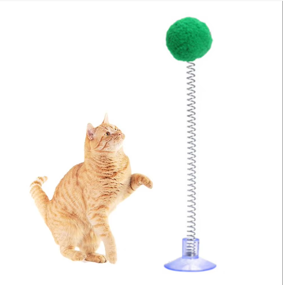 Interactive pet supplies: feather wand cat toy with secure suction cup for endless fun.