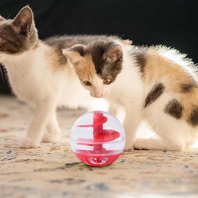 Interactive cat treat dispenser ball toy for mental stimulation, enriching play & slow feeding.
