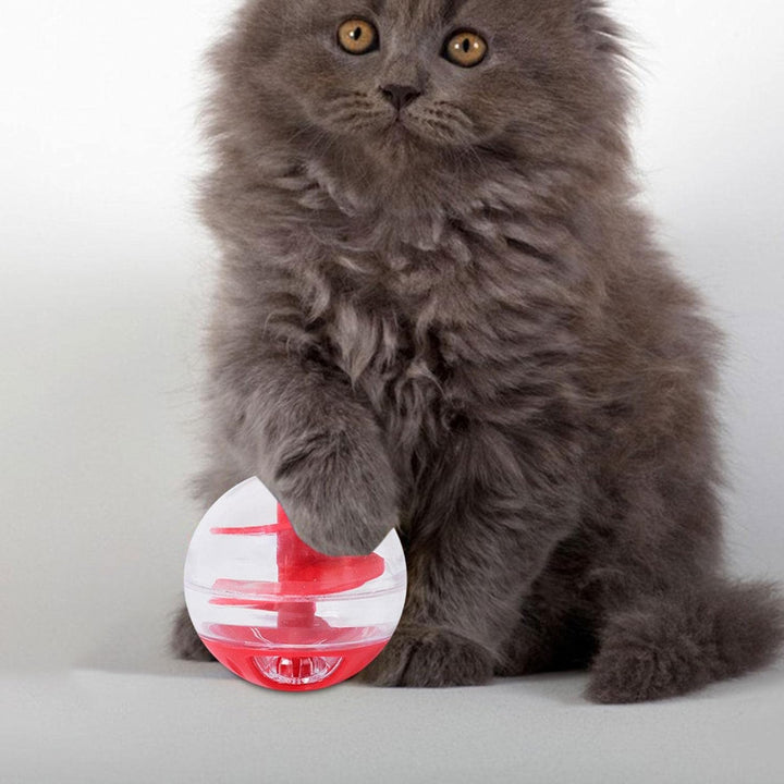 Cat toy interactive food ball puzzle for dispensing treats, promoting active play and slow feeding.