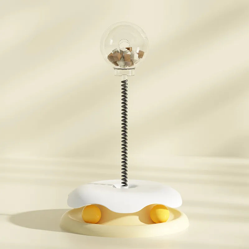 Interactive cat toy, clear view of treat dispenser and wobbly flexible pole for feline fun