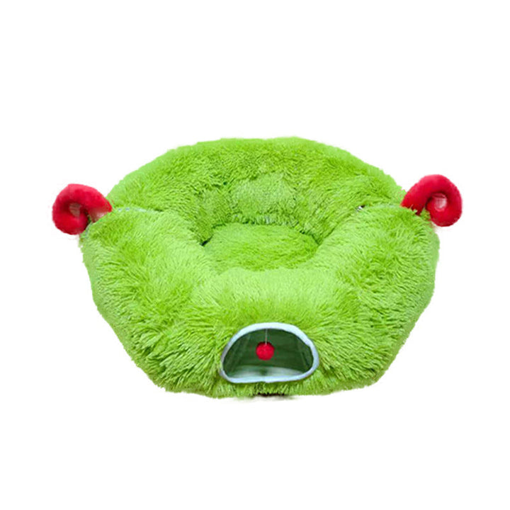 Entertaining cat tunnel with an integrated plush mat for a cozy retreat, pet tunnel