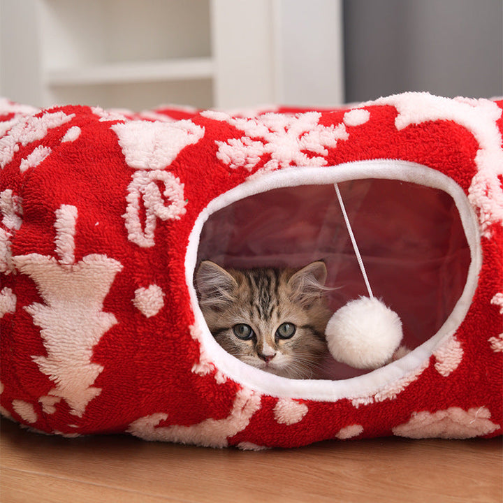 High-quality interactive cat tunnel with plush mat for endless fun and naps, cat supplies