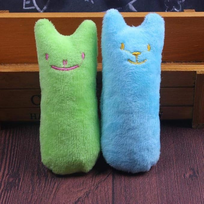 Pet cat batting an interactive catnip toy designed for dental health benefits