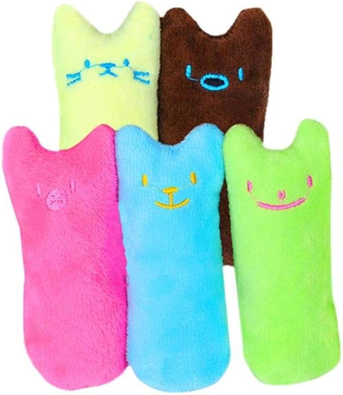Various angles of an interactive catnip dental toy, highlighting its textured surface