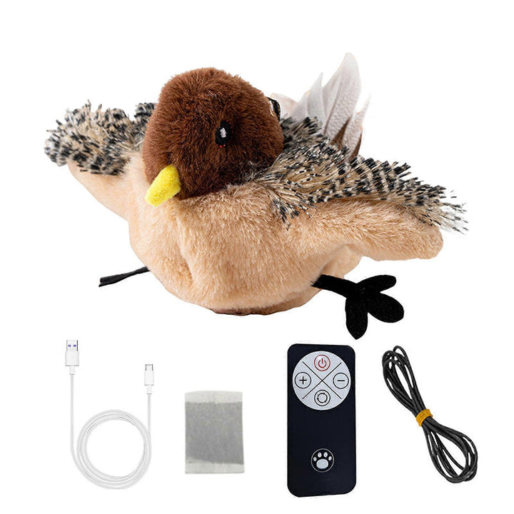 Interactive cat toy, realistic bird sound, silvervine, stimulating indoor play
