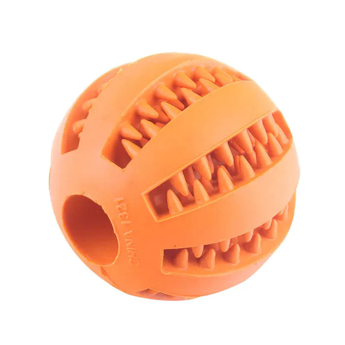 Aggressive chewer's delight: blue rubber interactive dog treat ball for dental care