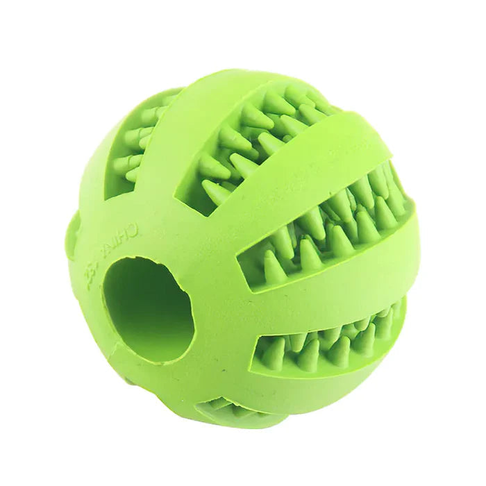 Dog playtime accessory: durable chew ball with treat dispensing for dental health