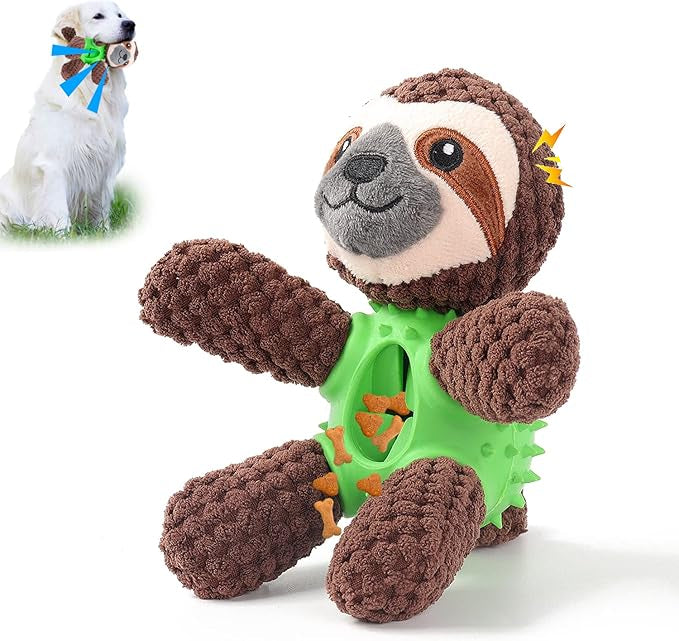 Close-up of interactive dog chew toy showing ribbed texture designed for teeth cleaning and dental care