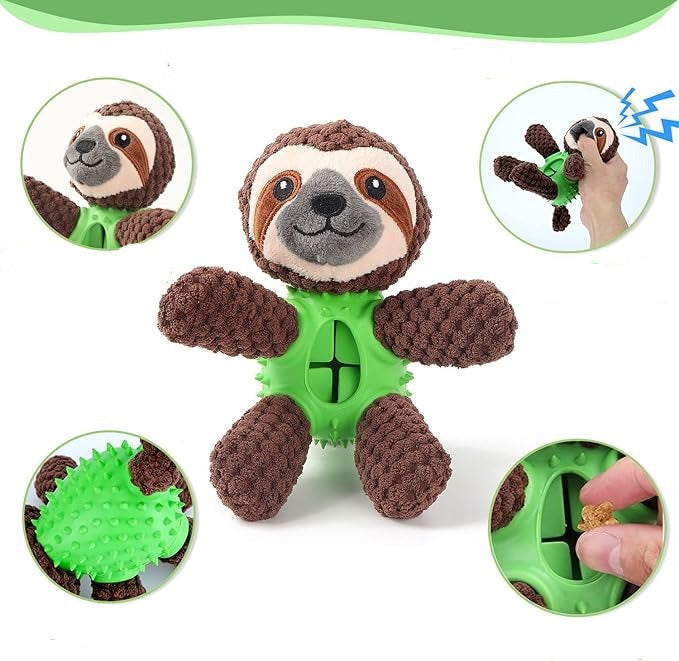 Soft rubber treat dispenser chew toy for dogs, promoting dental hygiene and interactive play for all breeds