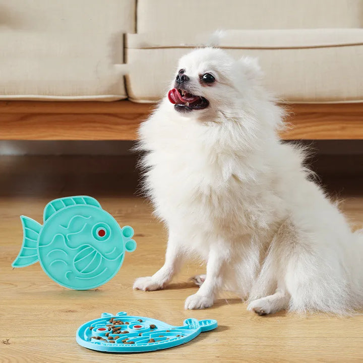 Pet food dispenser puzzle toy for mental stimulation, suitable for cats and dogs.