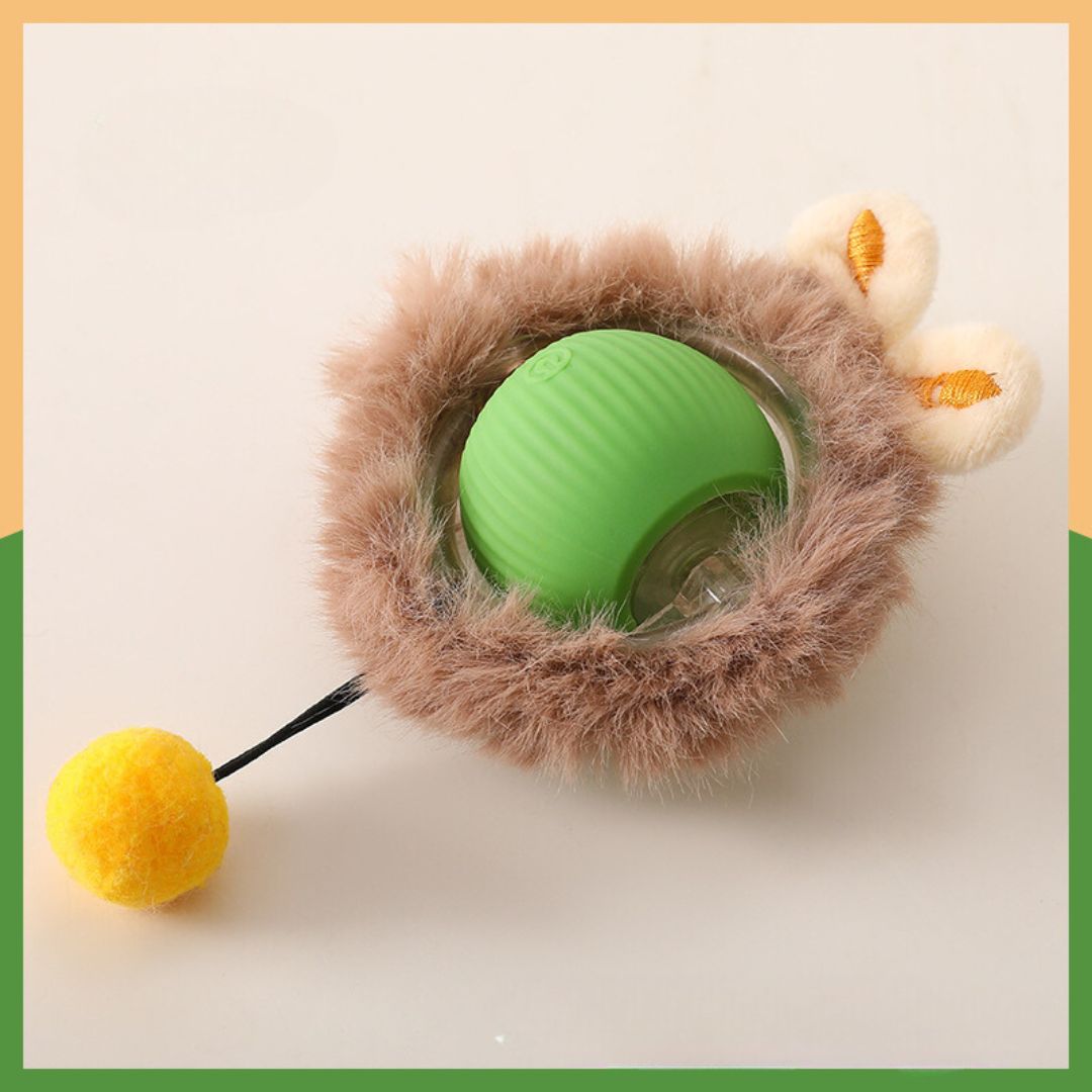 Dog play ball featuring a textured fur cover, a fun interactive toy for active pet dogs, pet supplies.