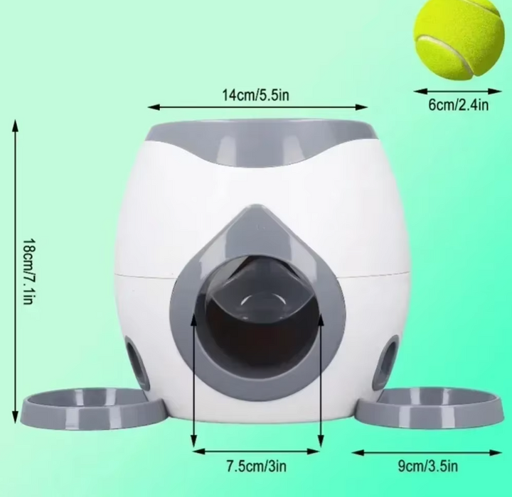 Multi-part interactive dog puzzle toy with a removable ball, perfect for canine enrichment.