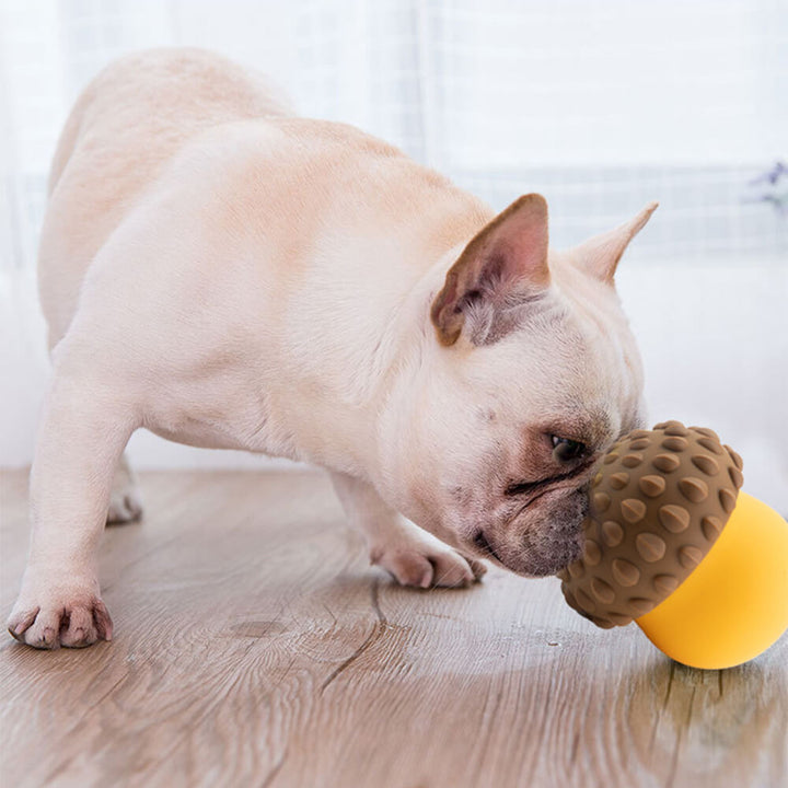 Yellow interactive dog slow feeder toy, durable silicone chew toy for pet supplies