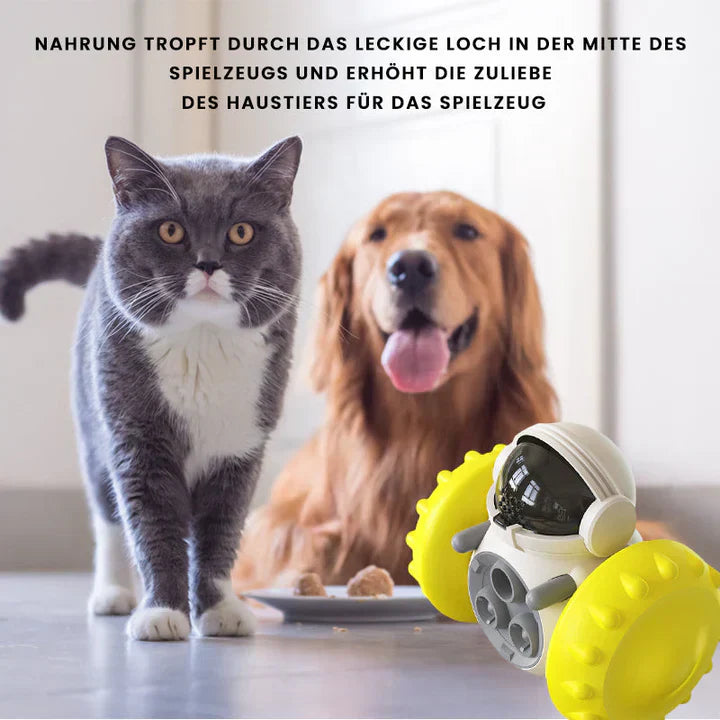 Pet enrichment toy with wheels, a slow feeder helping pets eat slower and play more.