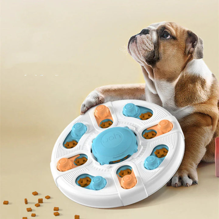 Dog sniffing mat puzzle toy with hidden compartments, promoting foraging skills and stress relief in pets