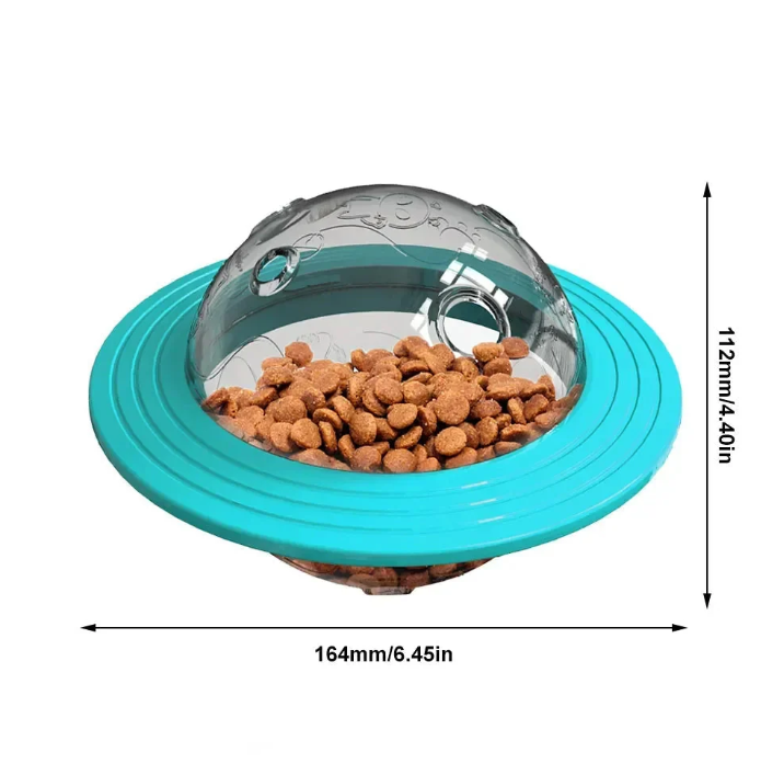 Durable dog treat dispenser toy, blue, for interactive play and enrichment