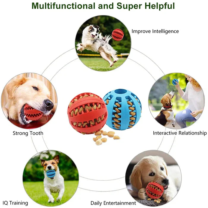 Yellow interactive dog chew ball, durable and designed to dispense treats for dental care.