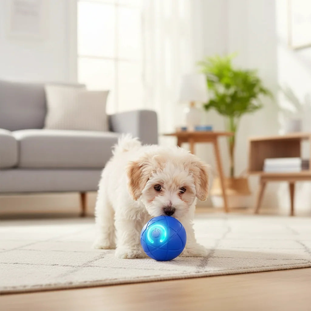 Dog toy interactive wagging ball, strong construction, rechargeable for long-lasting pet entertainment