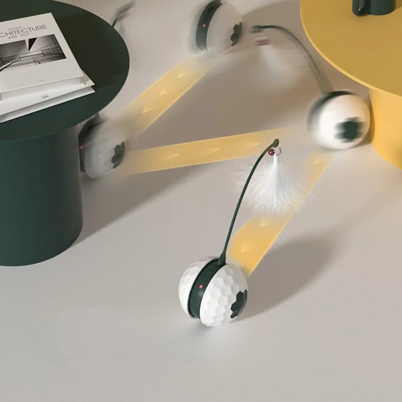 Automatic cat toy featuring a plush feather and bouncy spring for interactive fun, pet supplies