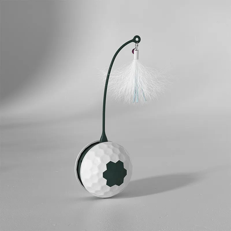 Interactive cat toy: electronic ball with vibrant feather and spring, perfect for playful felines