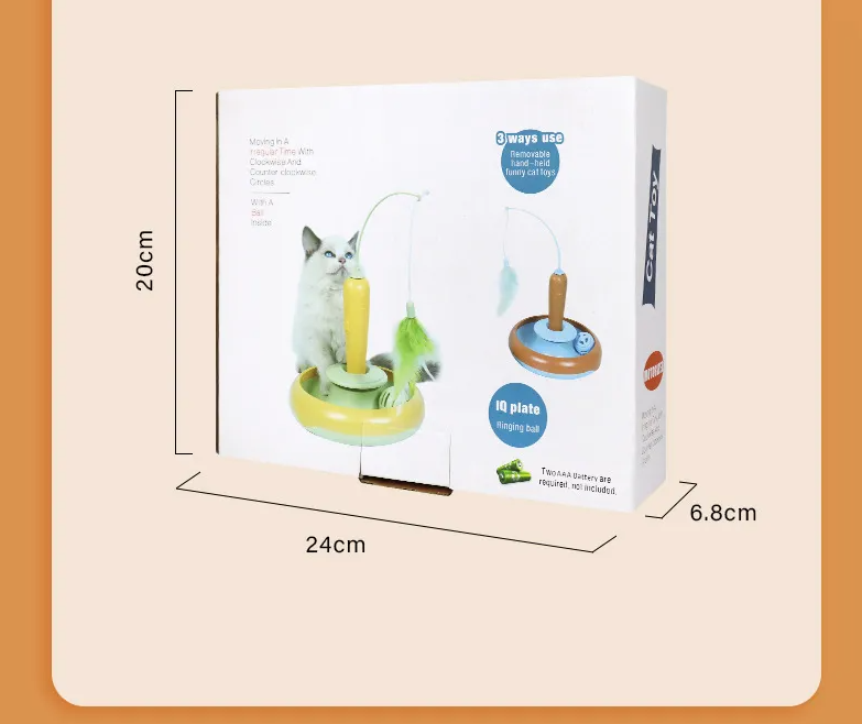 High-quality interactive cat toy, combining a durable base with soft, enticing feathers.