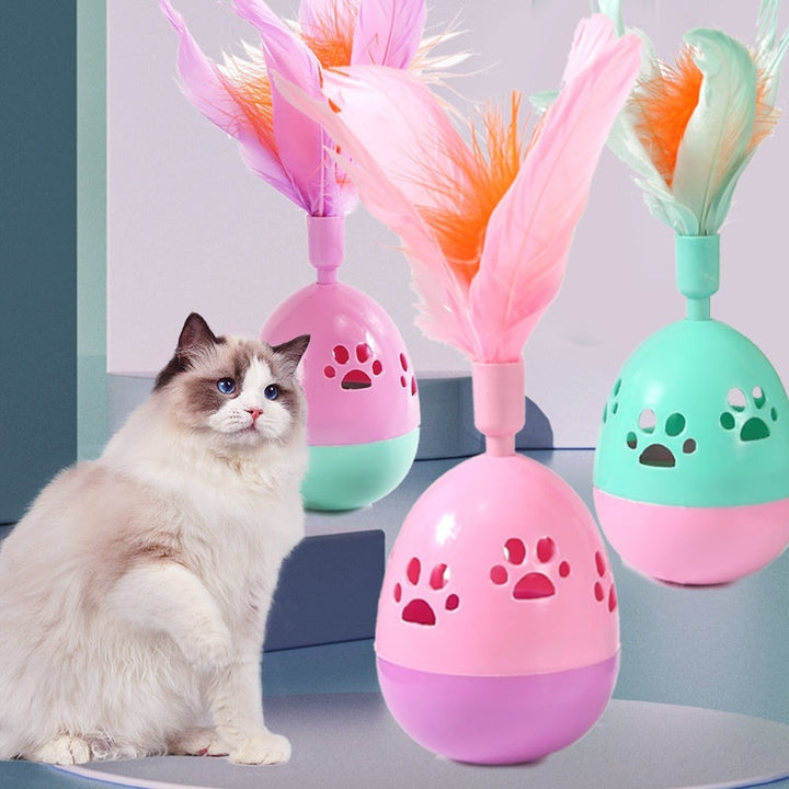 Interactive feathered cat toy ball for feline playtime and enrichment
