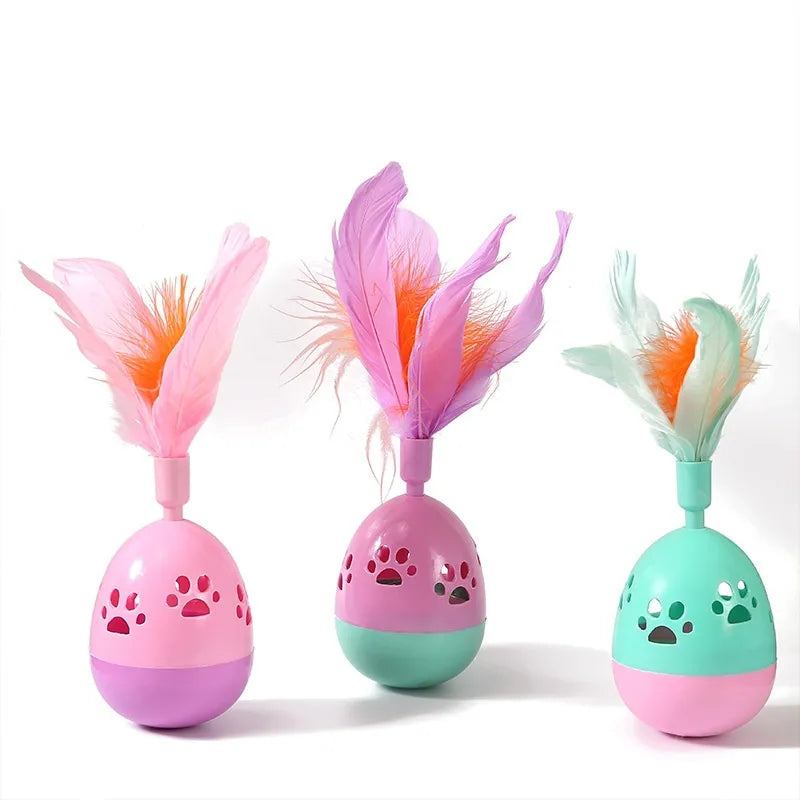Feathered cat toy ball, an interactive pet supply for feline enrichment
