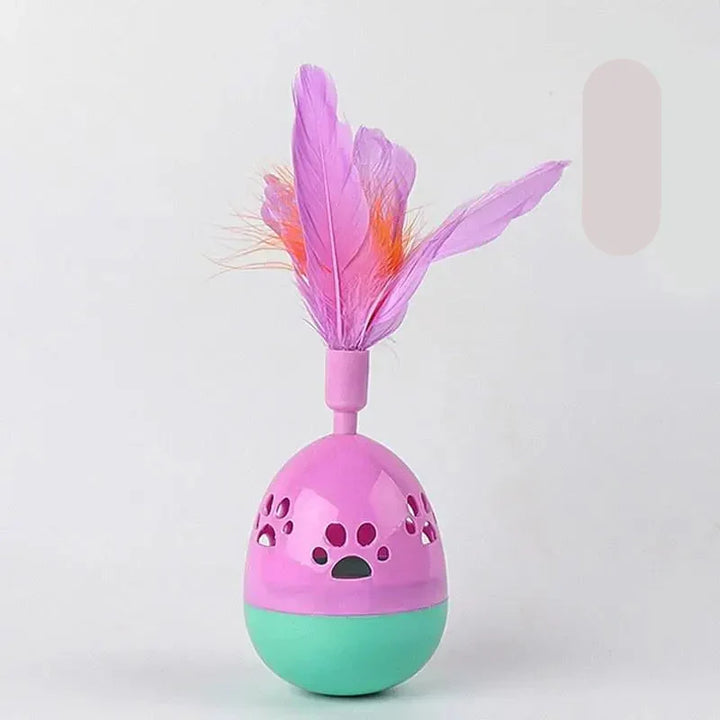 Vibrant feathered cat toy ball designed for interactive playtime fun