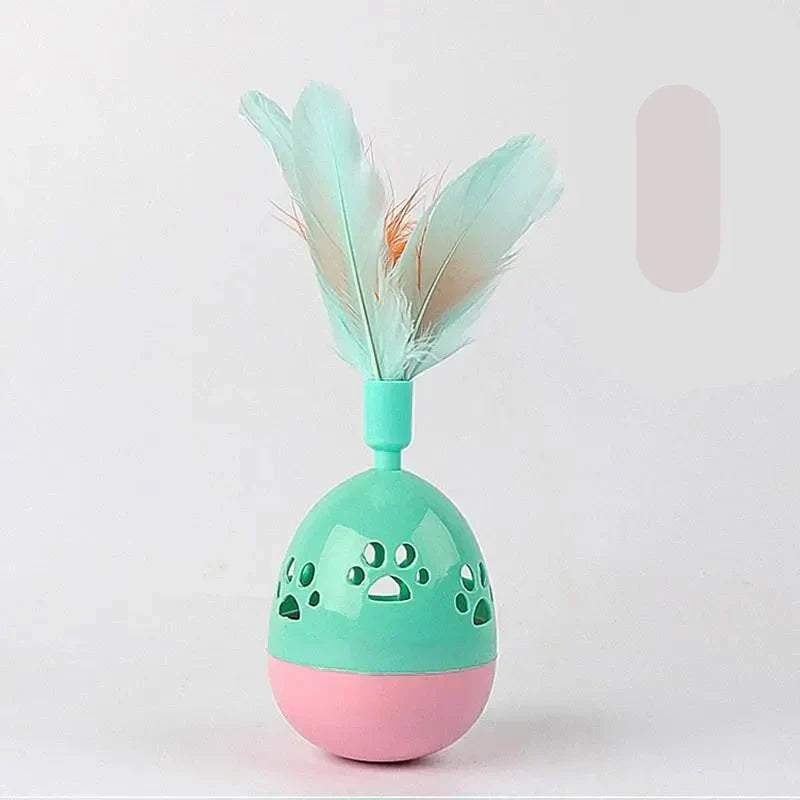 Unisex interactive ball toy with natural feathers for happy cat playtime