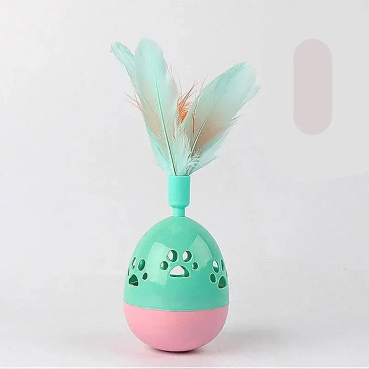 Unisex interactive ball toy with natural feathers for happy cat playtime