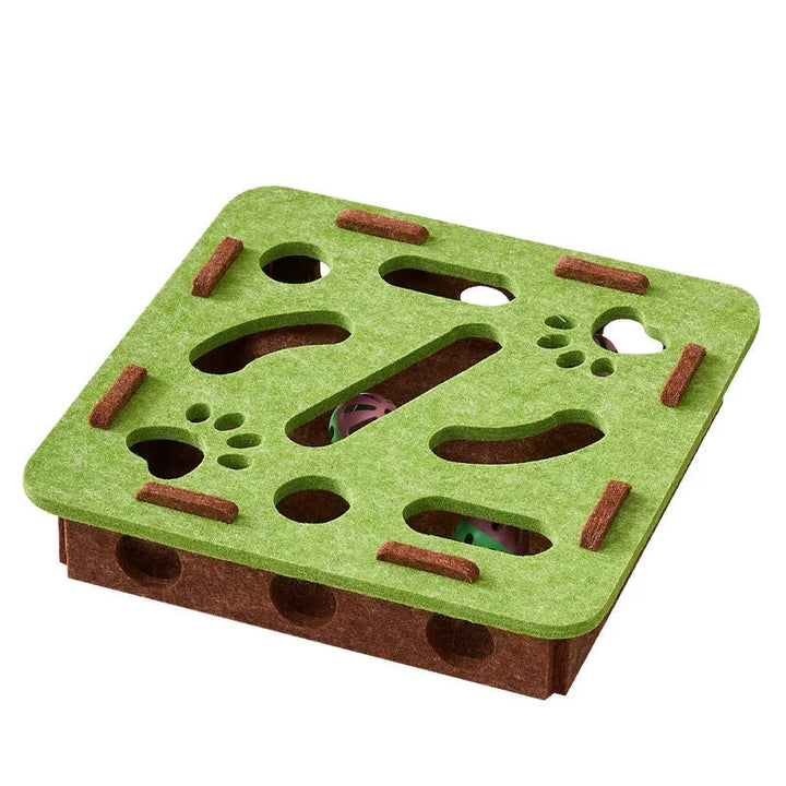 Various cat accessories & interactive puzzle toy for indoor cat entertainment and mental activity