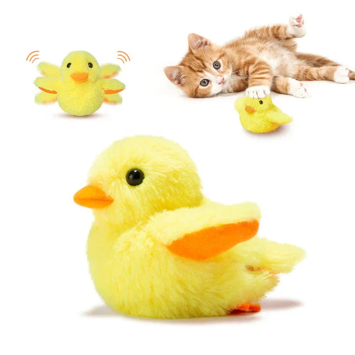 Plush duck cat toy, an interactive and flapping pet enrichment product