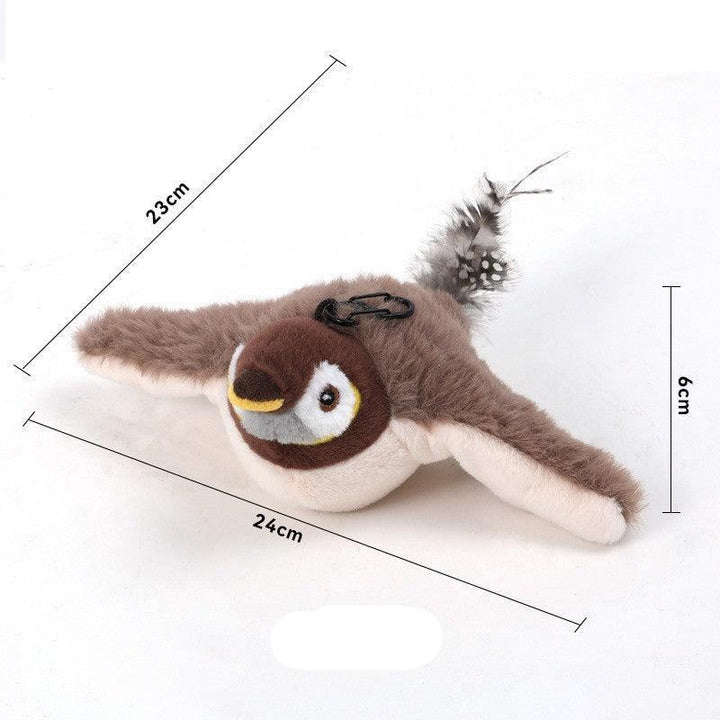 Close-up of interactive bird cat toy, great for mental stimulation and physical exercise for cats.