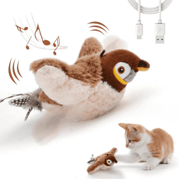 Interactive flying bird cat toy, electronic for indoor play, stimulates hunting instincts