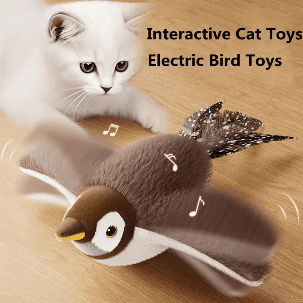 Indoor cat toy: a flying bird with realistic movement, keeping felines entertained for hours
