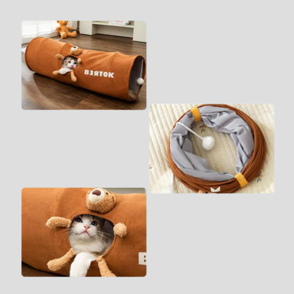 New4 cat play tube accessory, collapsible and portable, providing endless entertainment for cats.