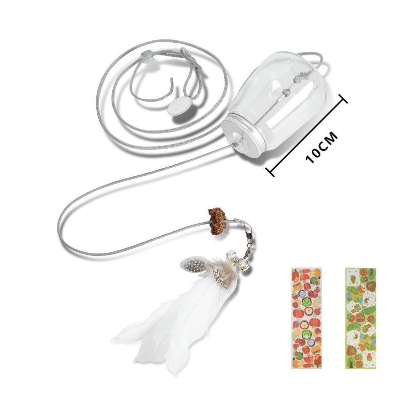Engaging cat treat dispenser toy, a hanging interactive feeder for mental stimulation