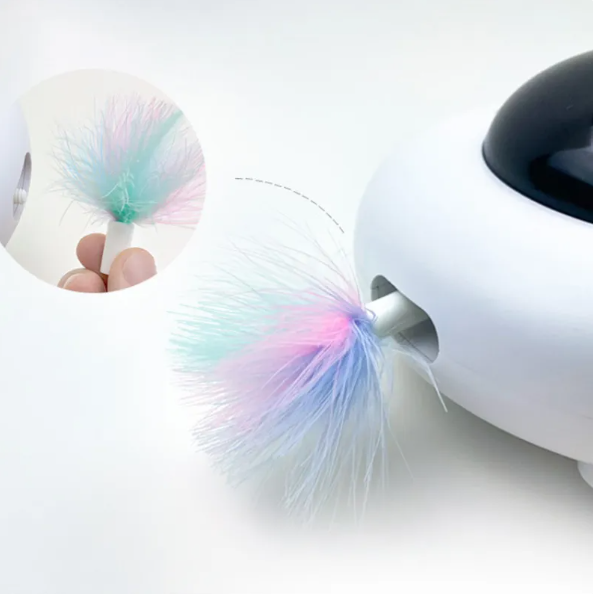 Boredom relief interactive cat toy featuring an LED light and feather, ideal for playful kittens.
