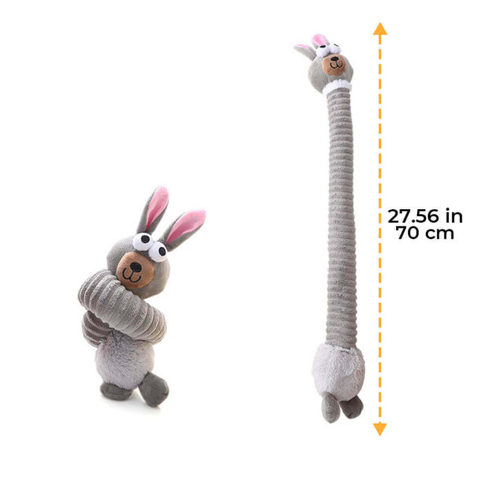 Variety of long neck animal squeaky dog toys, plush and durable for pets