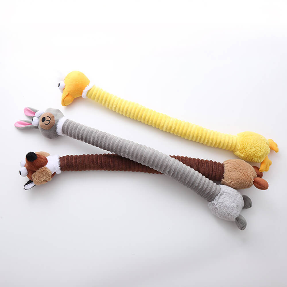 Durable long neck animal squeaky dog toy, perfect for pet enrichment and chew time