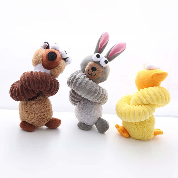 Soft plush long neck animal dog toy with squeaker for engaging playtime