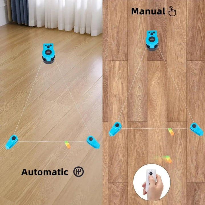 Close-up of an interactive cat toy, motion-activated, designed for indoor cats to encourage active playtime.