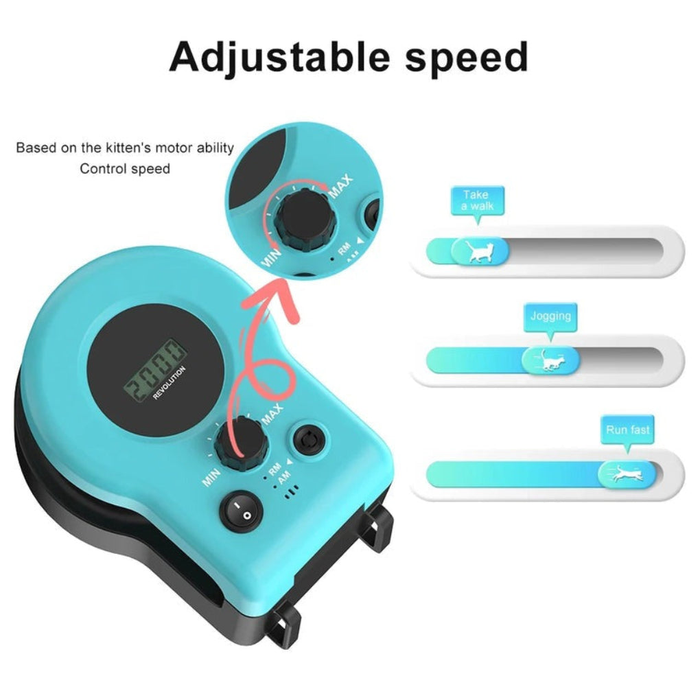 Interactive pet toy for cats, motion-sensitive and rechargeable, promoting healthy playtime and activity.
