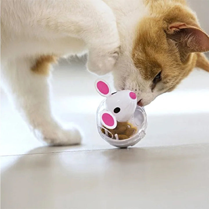 Durable mouse puzzle toy for cats, dispenses treats, stimulates mental playtime.