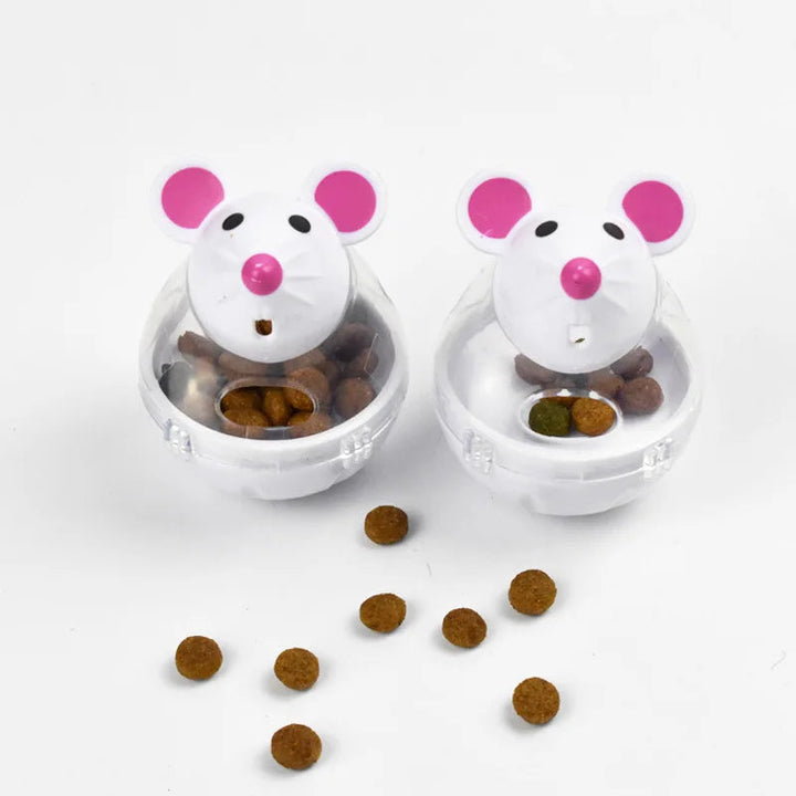 Pet enrichment mouse toy and feeder, durable puzzle for interactive cat playtime.