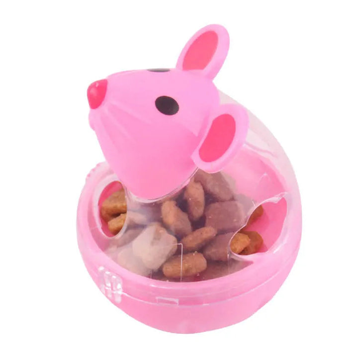 Engagement cat feeder, mouse design, durable interactive toy for healthy slow eating.