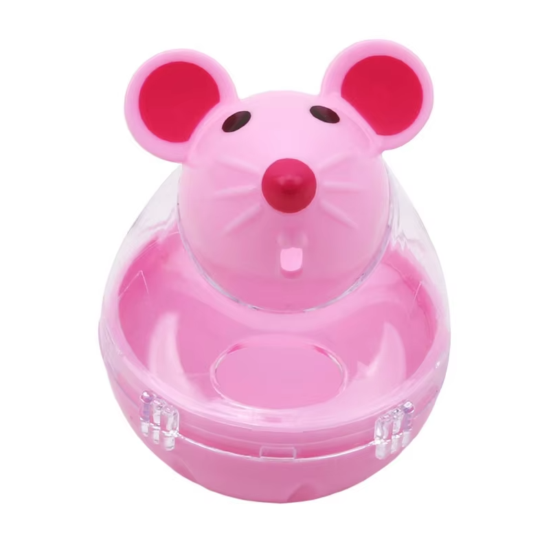 Grey mouse interactive treat dispenser cat toy, perfect for pet supplies and enrichment.