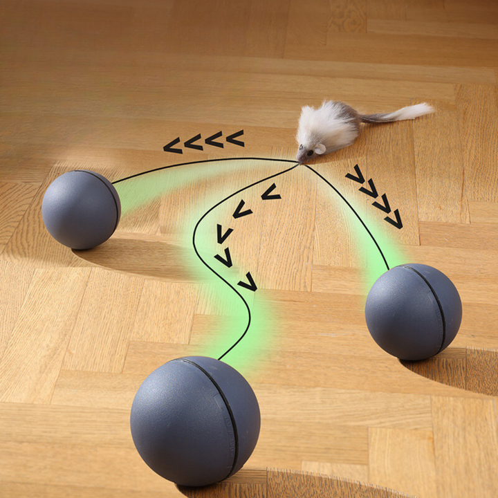 Automatic cat toy ball with a moving tail, designed for interactive pet fun